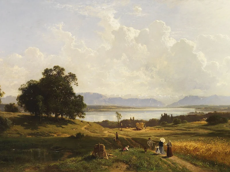 1826-Adolf Heinrich Lier - Il lago di Starnberg visto da Pöcking